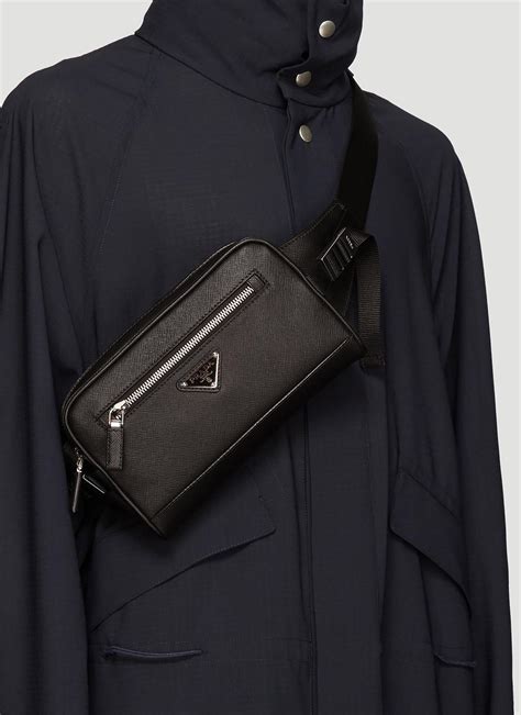 prada black leather belt|Prada belt with pouch.